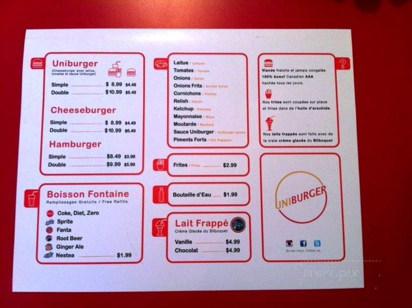 Uniburger - Montreal, QC menu_pic