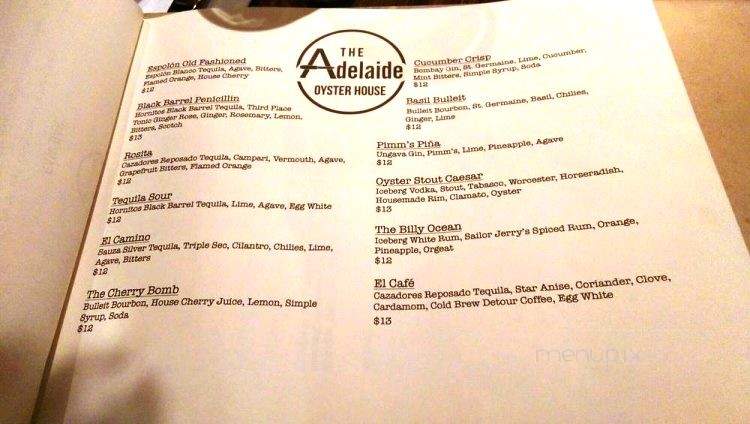 Adelaide Oyster House - St. John's, NL menu_pic