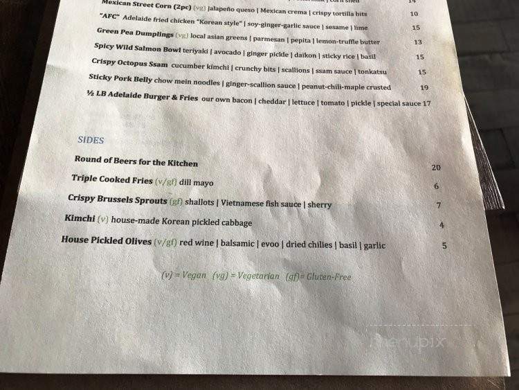 Adelaide Oyster House - St. John's, NL menu_pic