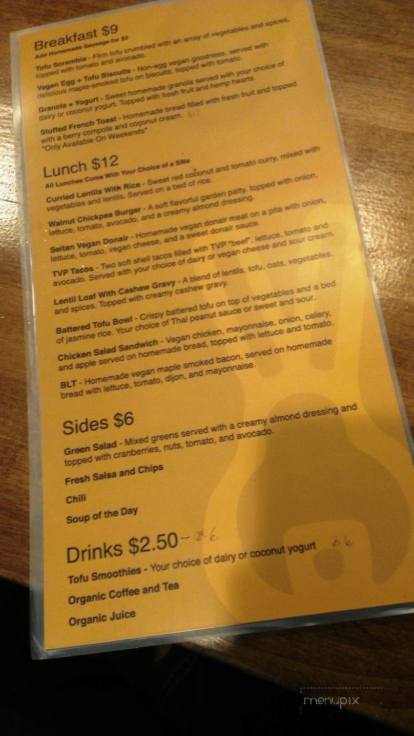 The Clever Rabbit Vegetarian Cafe - Edmonton, AB menu_pic
