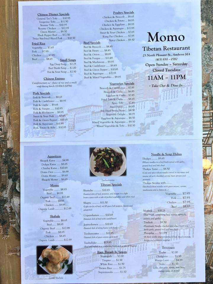 Momo Tibetan Restaurant - Amherst, MA menu_pic