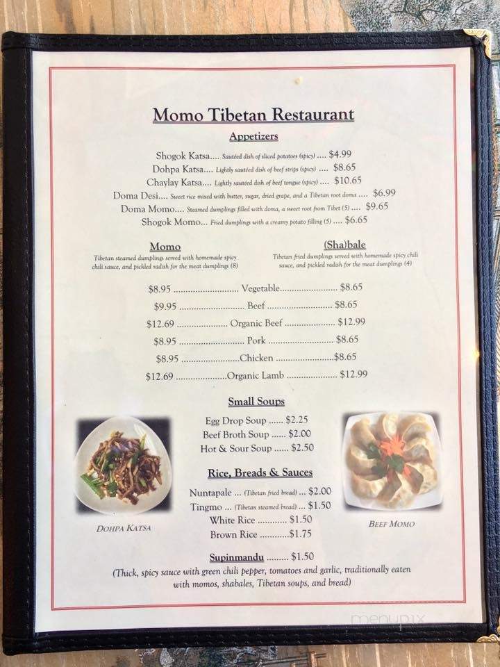 Momo Tibetan Restaurant - Amherst, MA menu_pic