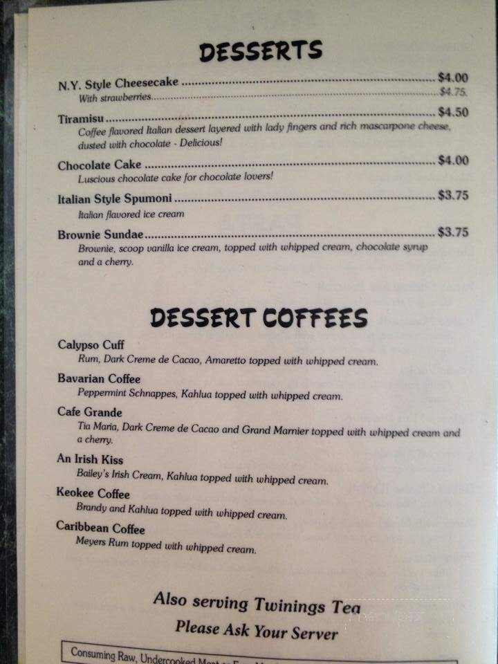Crabby Joe's Bar & Grill - Southwick, MA menu_pic