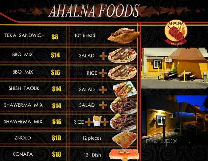 Ahalna Foods - West Springfield, MA menu_pic