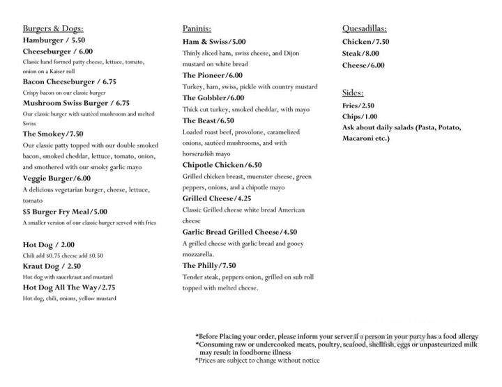 90 Main - Charlemont, MA menu_pic
