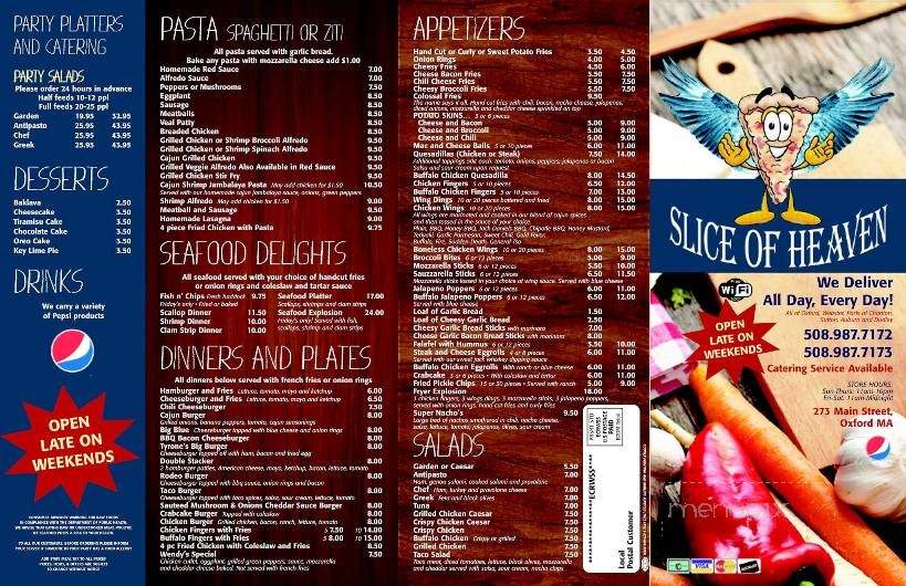 Slice of Heaven - Oxford, MA menu_pic
