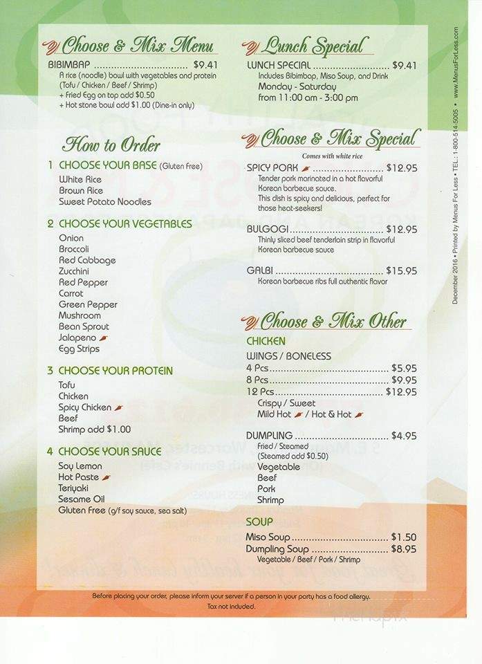 Choose & Mix Korean - Worcester, MA menu_pic