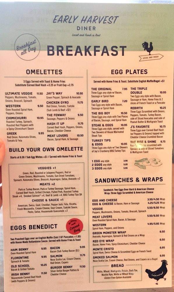 Early Harvest Diner - Beverly, MA menu_pic