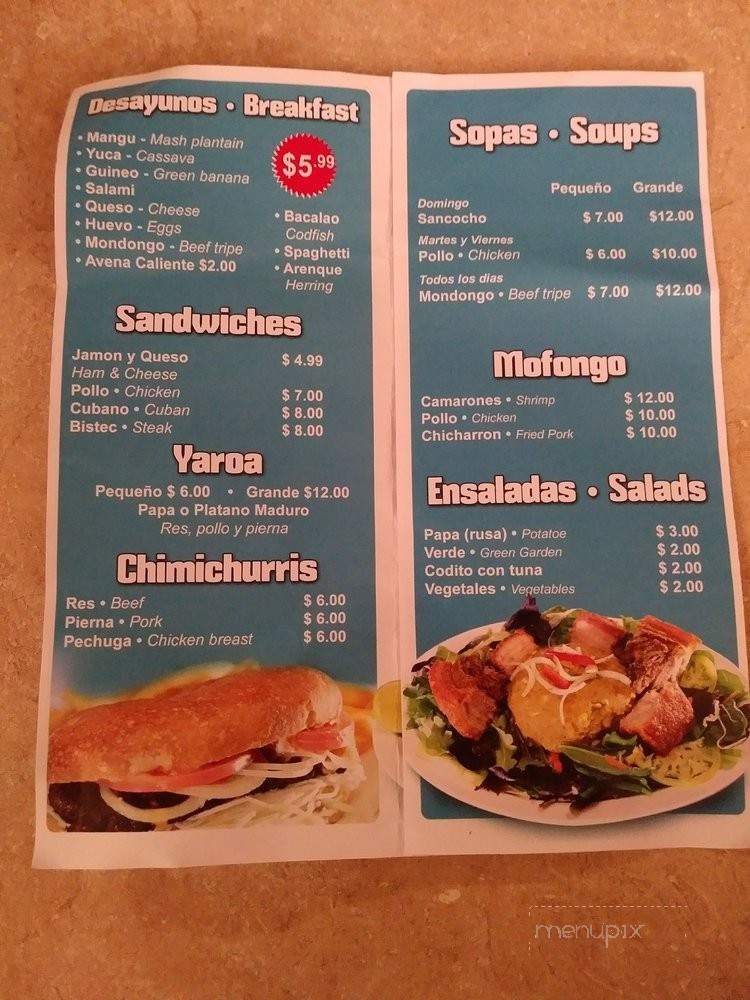 Caribe Restaurant - Peabody, MA menu_pic