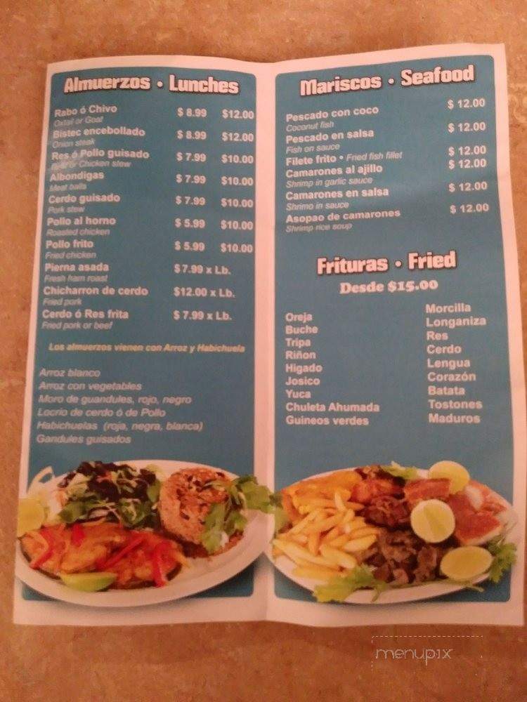 Caribe Restaurant - Peabody, MA menu_pic