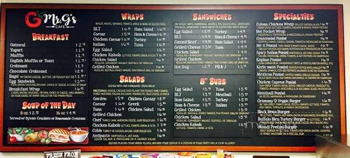 Mr. G's Cafe - Peabody, MA menu_pic