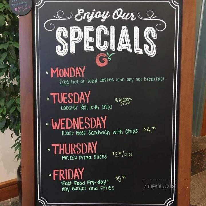 Mr. G's Cafe - Peabody, MA menu_pic