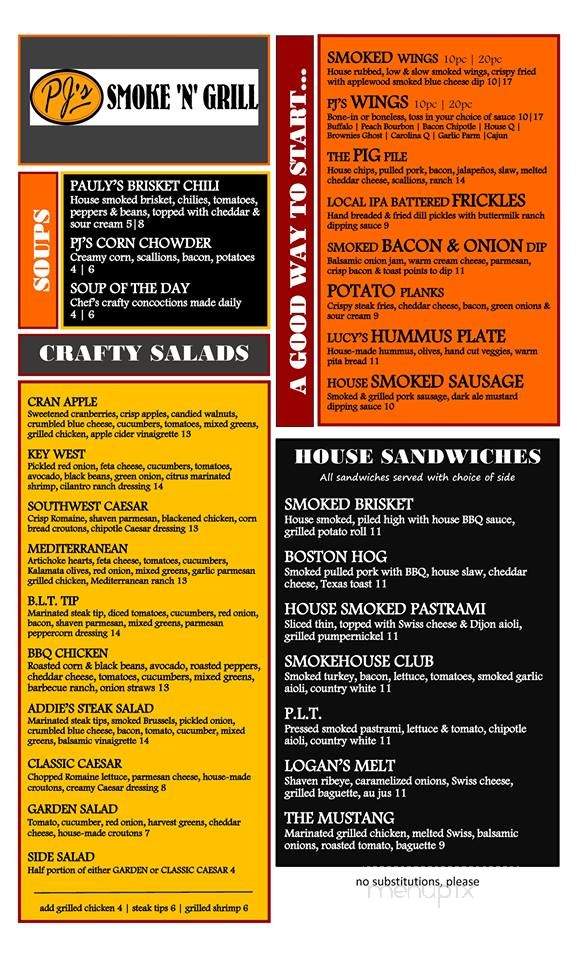 PJ's Smoke & Grill - Medway, MA menu_pic