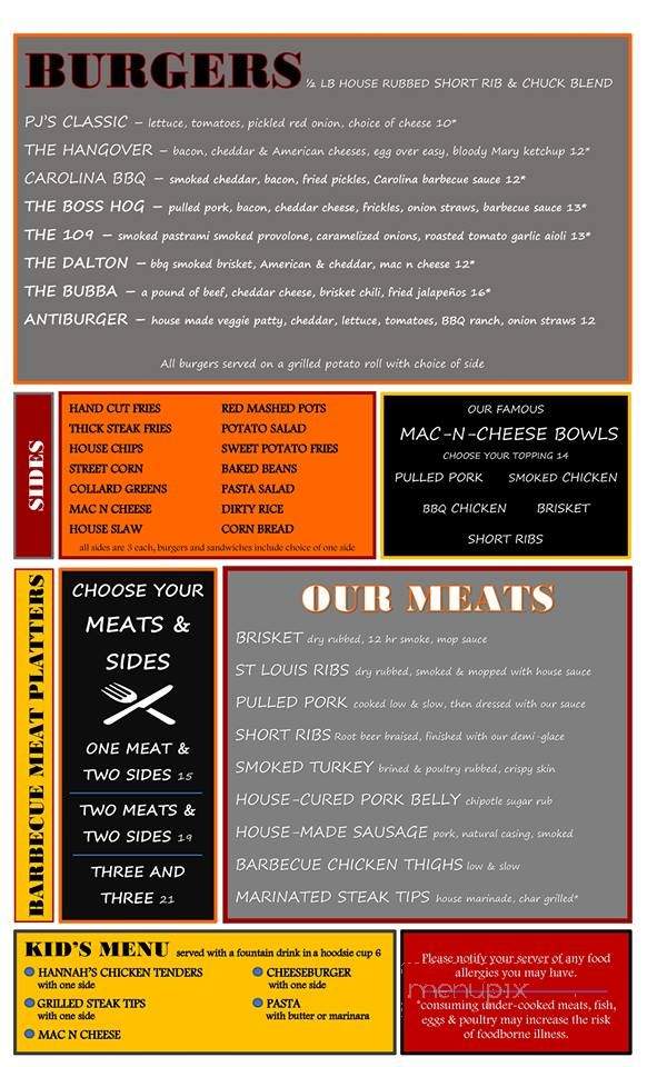 PJ's Smoke & Grill - Medway, MA menu_pic