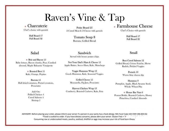 Raven's Vine & Tap - Walpole, MA menu_pic