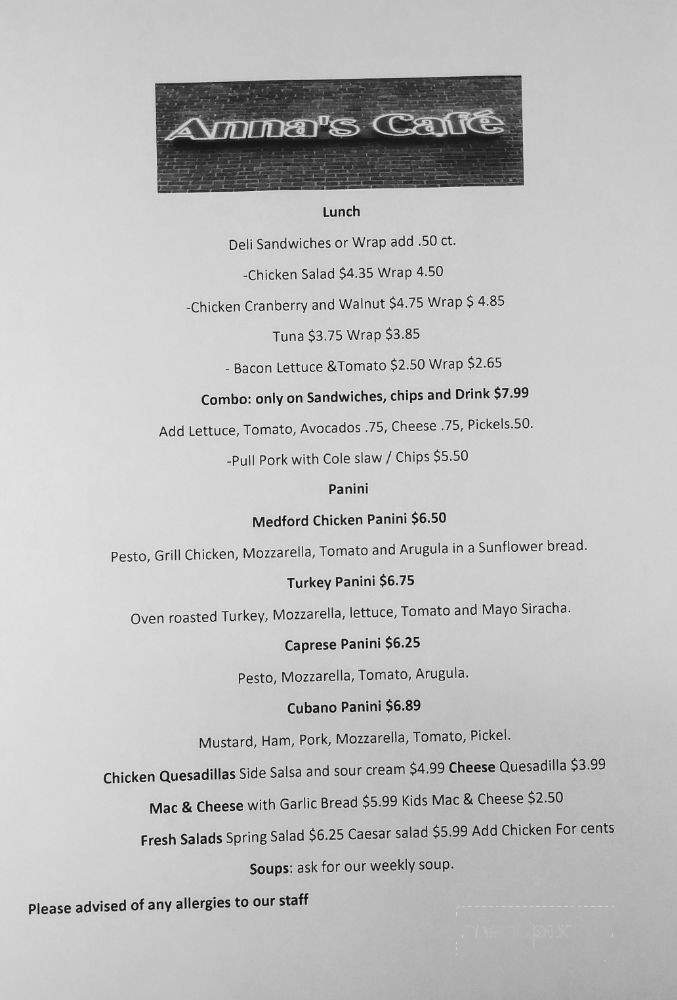 Anna's Cafe - Charlestown, MA menu_pic