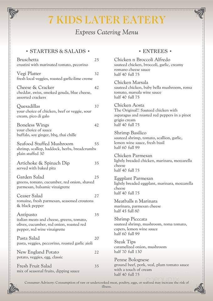 7 Kids Later Eatery - Weymouth, MA menu_pic