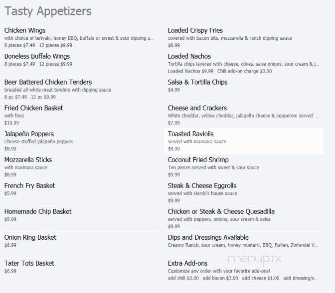 Hardy's Pub & Restaurant - West Bridgewater, MA menu_pic