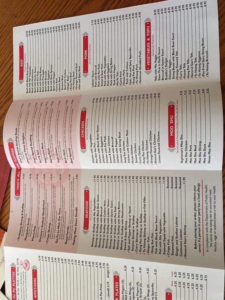 Ying Dynasty - Wareham, MA menu_pic