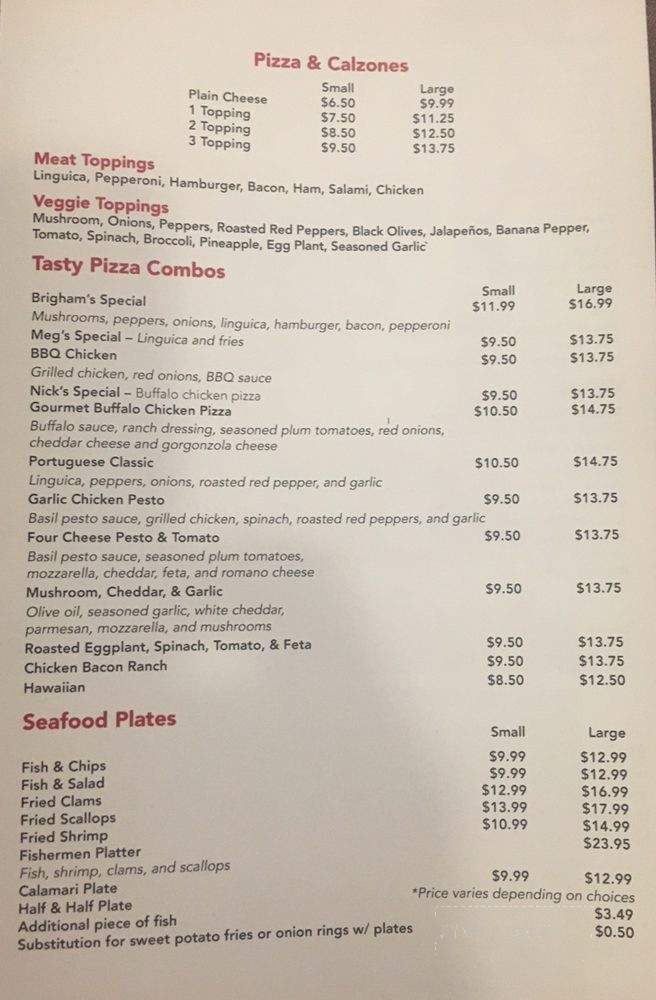 Brigham's Corner - New Bedford, MA menu_pic