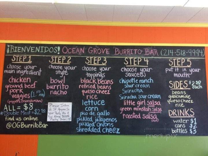 Ocean Grove Burrito Bar - Swansea, MA menu_pic