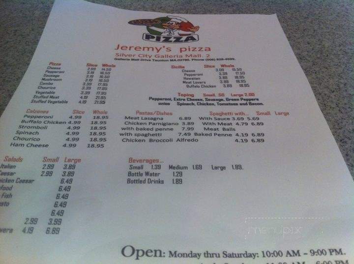 Jeremy's Pizza - Taunton, MA menu_pic