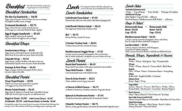 Cold Brook Cafe - Scituate, RI menu_pic