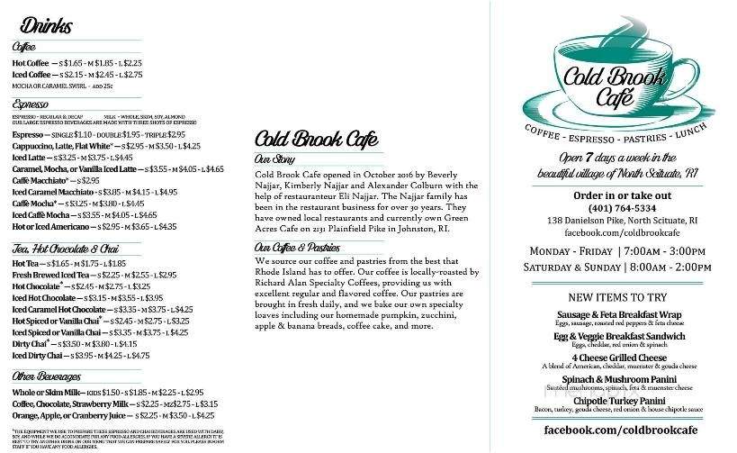 Cold Brook Cafe - Scituate, RI menu_pic