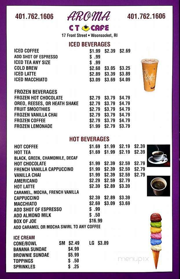 Aroma CT Cafe - Woonsocket, RI menu_pic