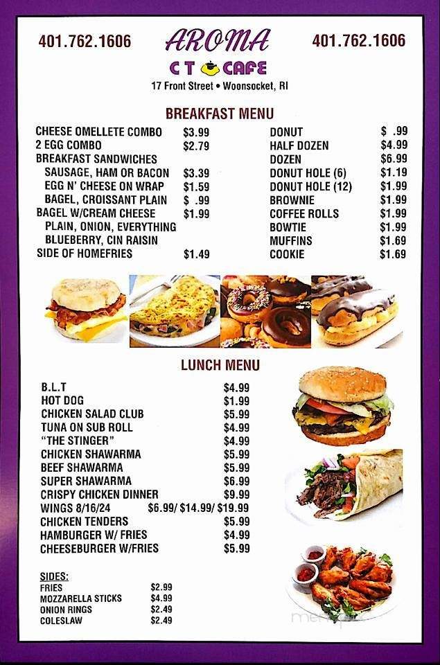 Aroma CT Cafe - Woonsocket, RI menu_pic