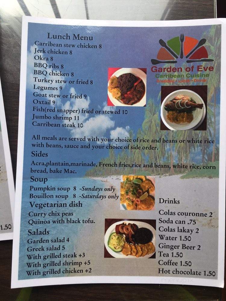 Garden Of Eve Restaurant - Providence, RI menu_pic