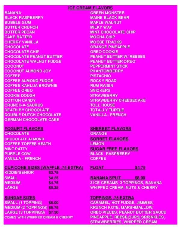 Lix Ice Cream Parlor - Hudson, NH menu_pic