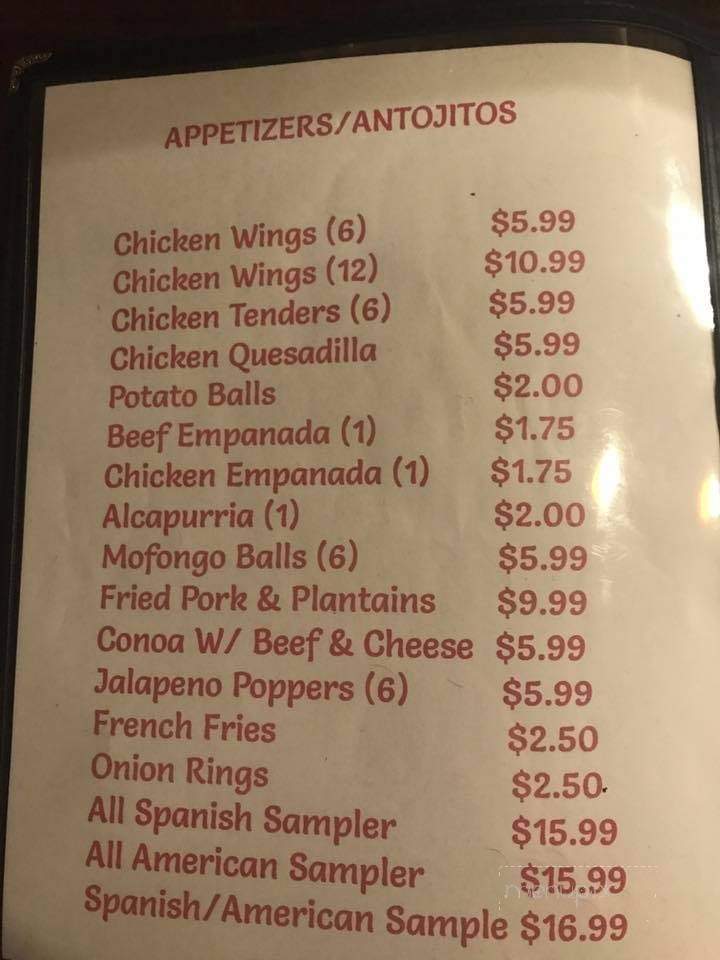 Fuego Bar and Grill - Nashua, NH menu_pic