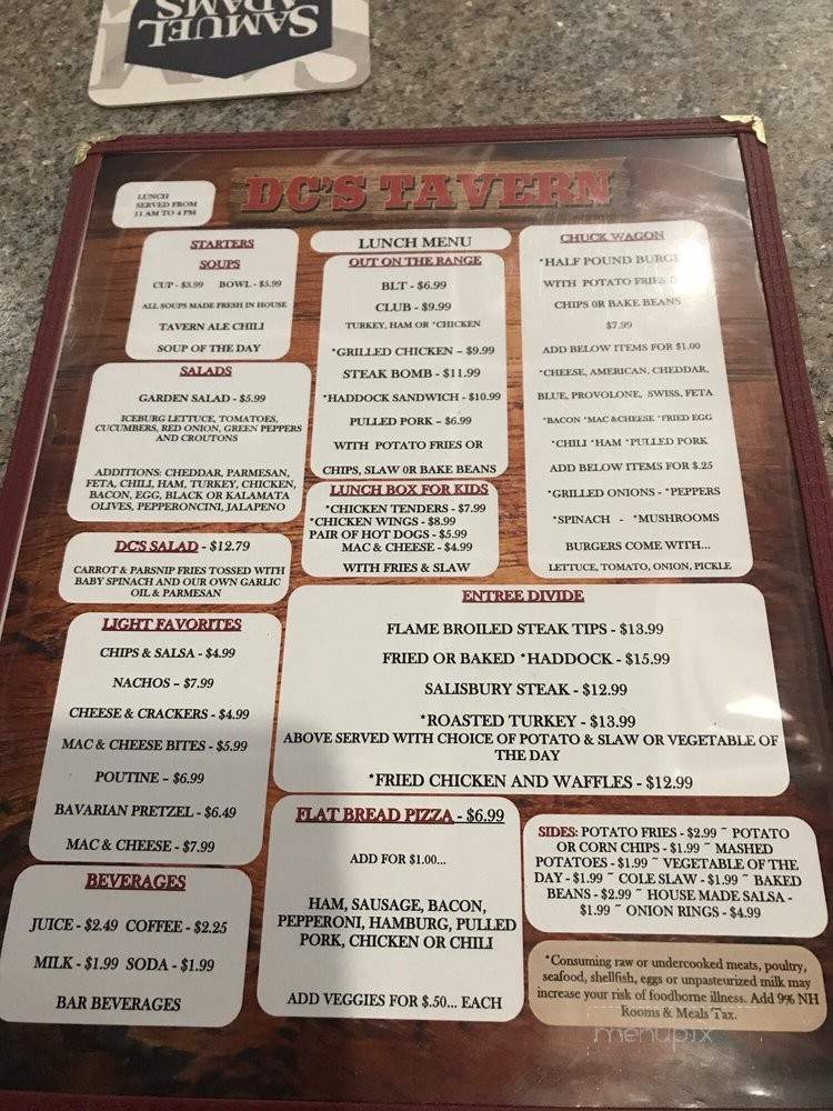 DC's Tavern - Hooksett, NH menu_pic