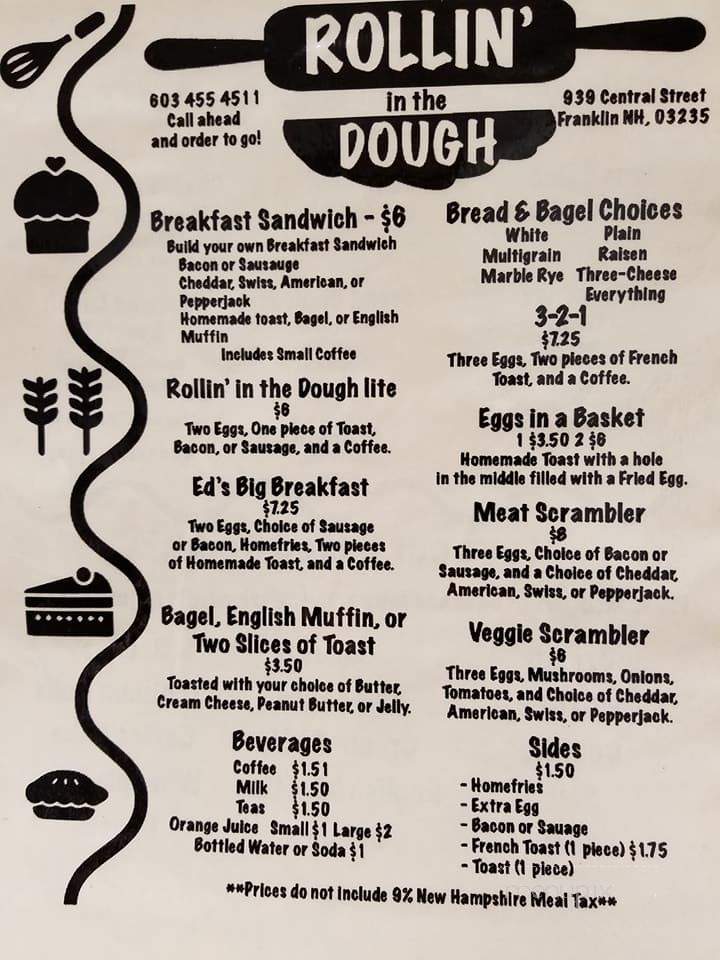 Rollin' in the Dough Bakery and Cafe - Franklin, NH menu_pic