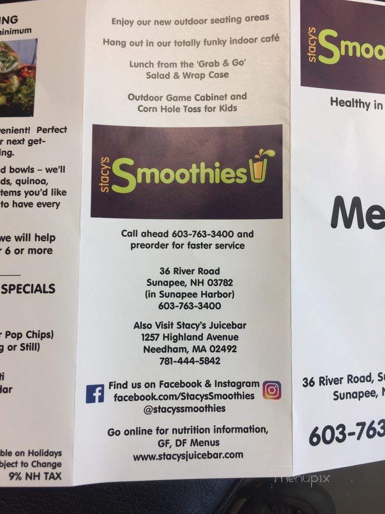 Stacy's Smoothies - Sunapee, NH menu_pic