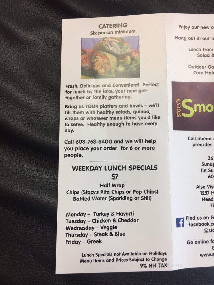 Stacy's Smoothies - Sunapee, NH menu_pic