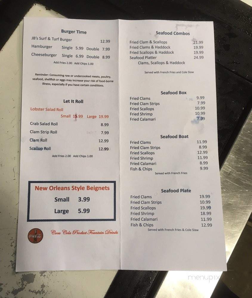 Jb's Seafood - Hampton, NH menu_pic