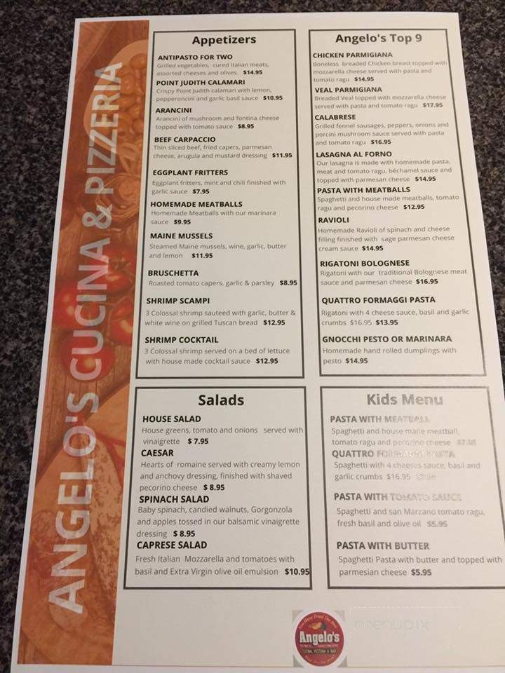 Angelo's Cucina And Pizzeria - Ogunquit, ME menu_pic