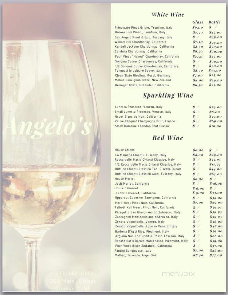 Angelo's Cucina And Pizzeria - Ogunquit, ME menu_pic