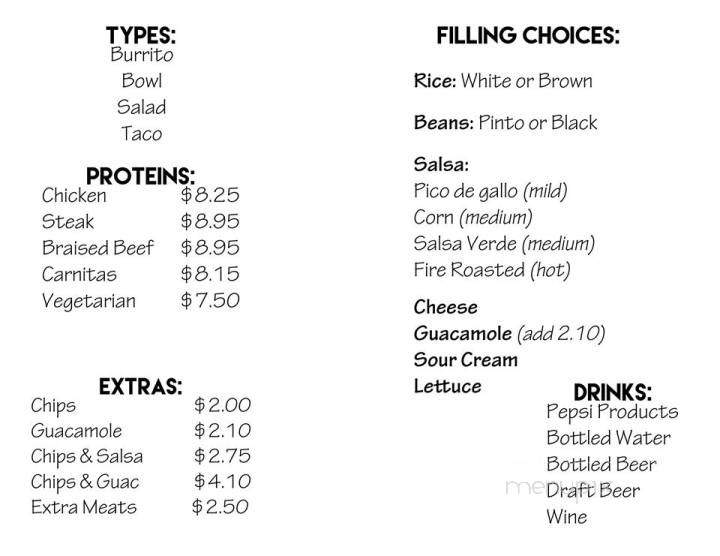 The Burrito Shop - York, ME menu_pic