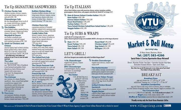 The Village Tie Up - Harrison, ME menu_pic