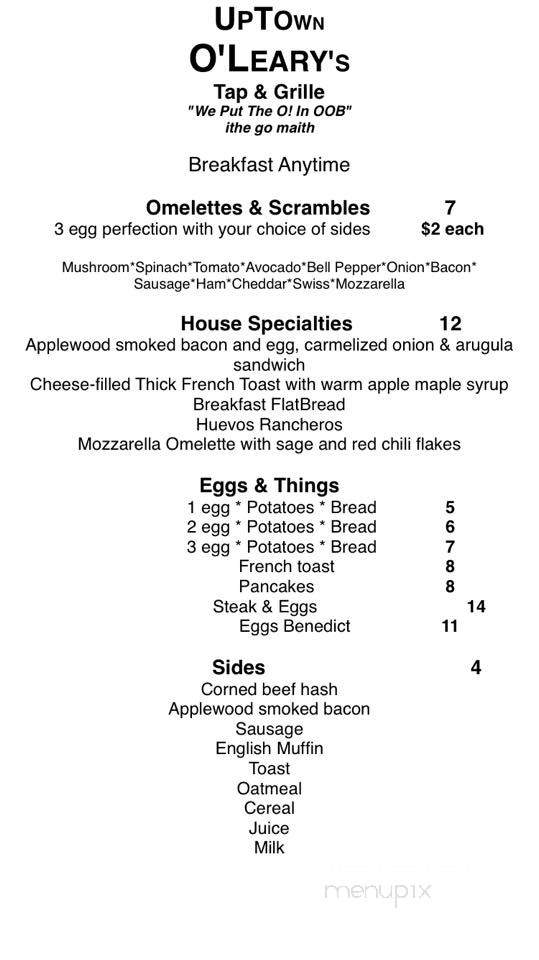 UpTown O'Leary's Tap - Old Orchard Beach, ME menu_pic