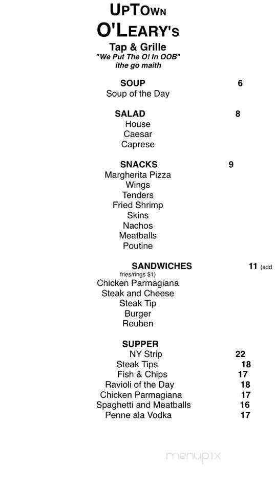 UpTown O'Leary's Tap - Old Orchard Beach, ME menu_pic