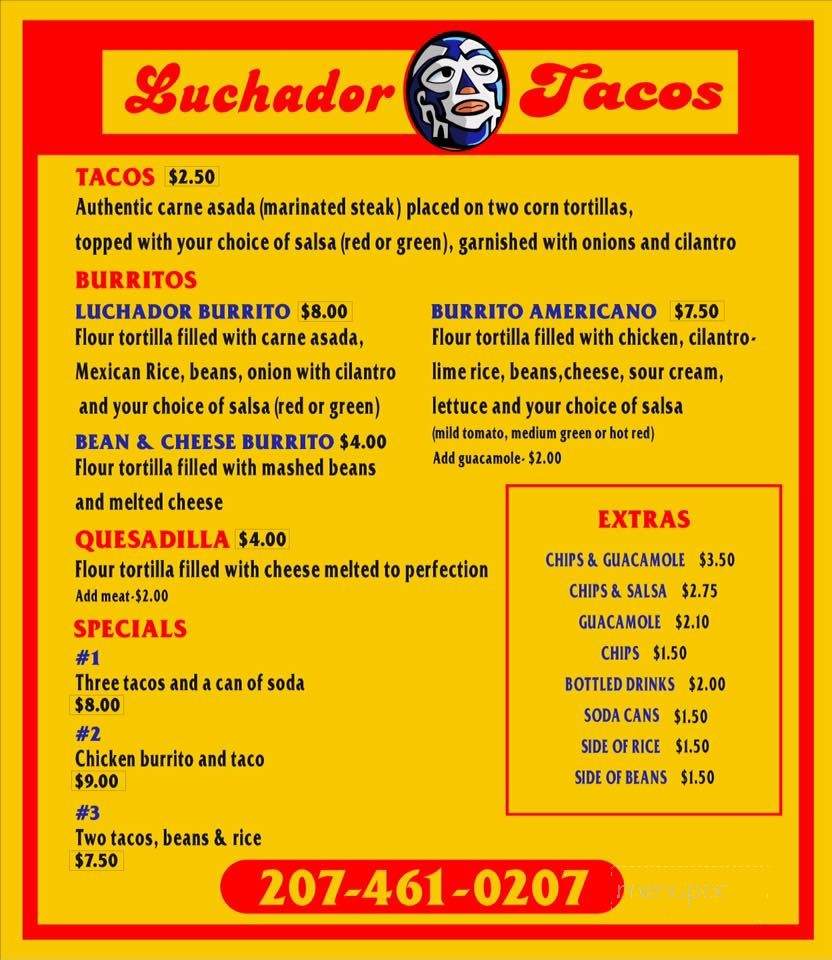 Luchador Tacos - South Paris, ME menu_pic