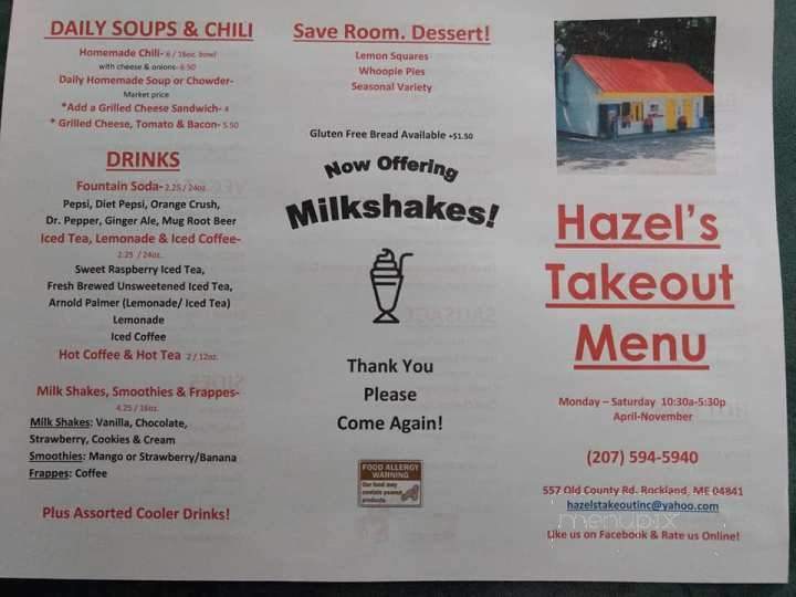 Hazel's Take Out - Rockland, ME menu_pic