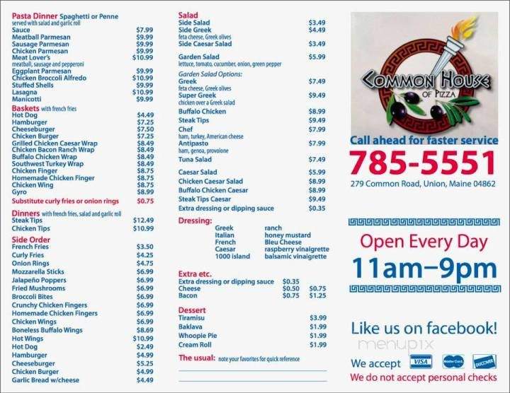 Common House of Pizza - Union, ME menu_pic
