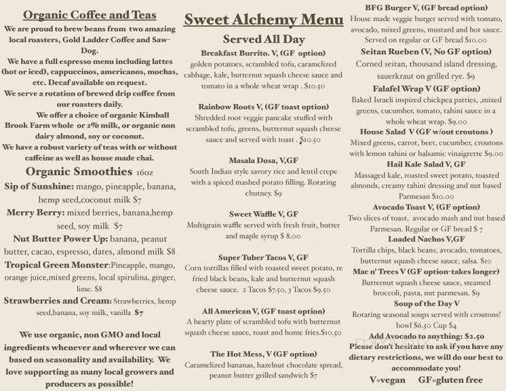 Sweet Alchemy Bakery and Cafe - Essex Junction, VT menu_pic
