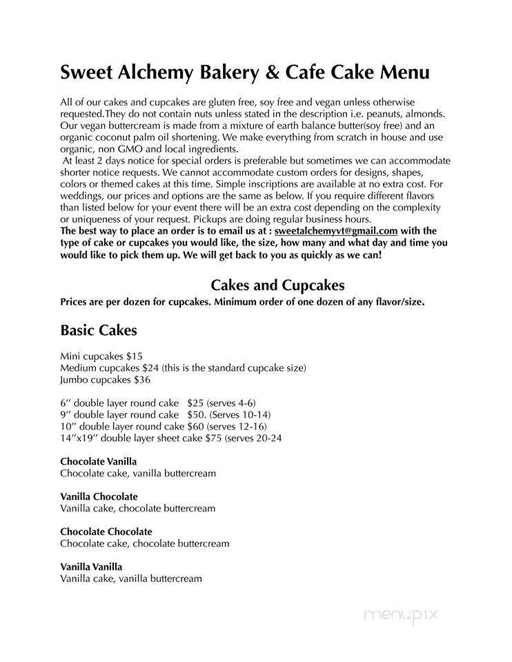 Sweet Alchemy Bakery and Cafe - Essex Junction, VT menu_pic