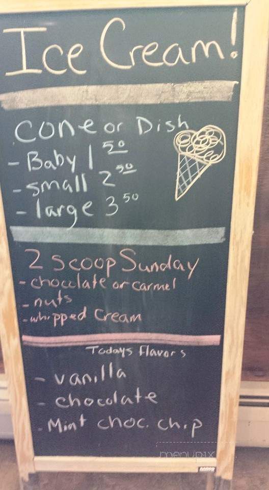 Sarah's Country Diner - Cabot, VT menu_pic